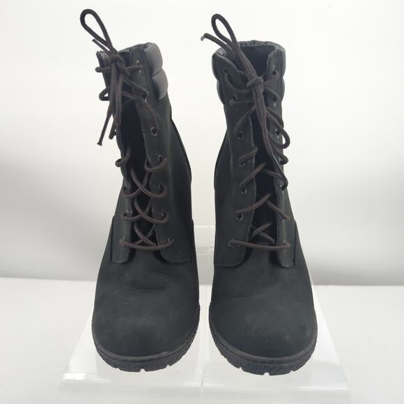 Timberland Tillston Heeled Boots Sz 7.5 Black Suede Baddie Streetwear Punk Goth - Picture 11 of 14